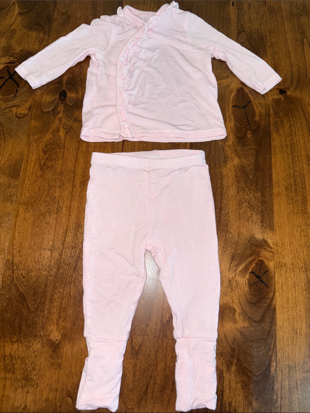 Angel Dear Light Pink Ruffle-Front Pajama Set